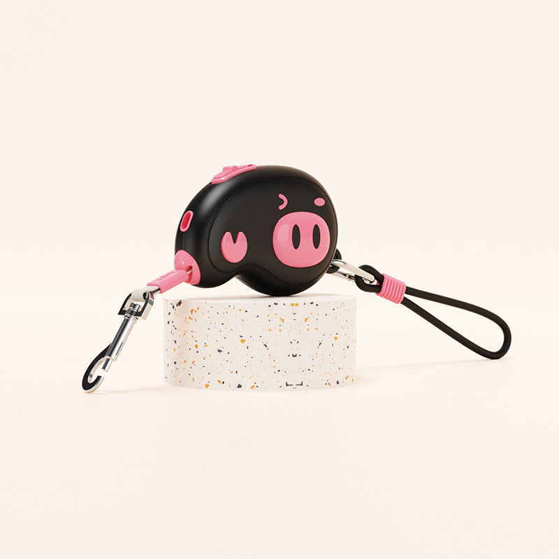Portable Retractable Dog Leash with Pig Design