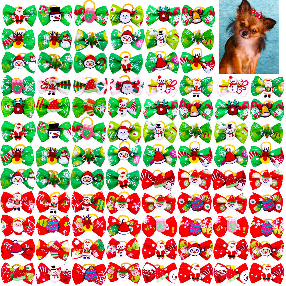 Christmas Flower Headwear Bow Tie for Dogs