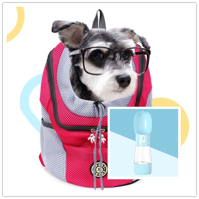 Portable Dog Travel Carrier Backpack in Pink and Blue
