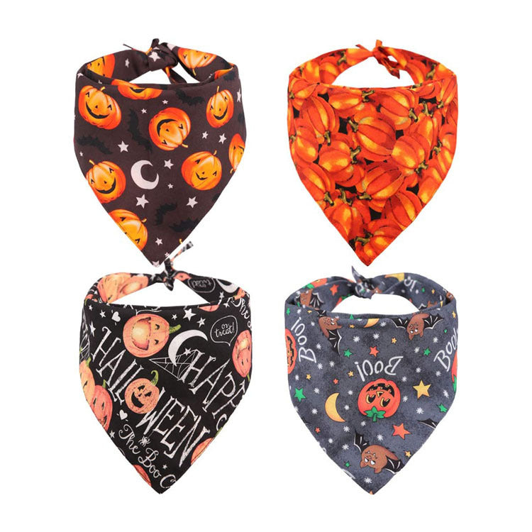 Halloween Pumpkin Dog Bandana Triangle Scarf