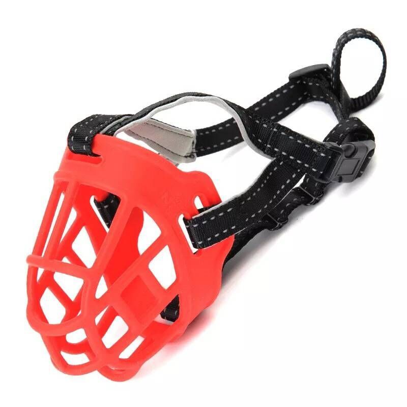 Flexible Basket Dog Muzzle in Black and Red