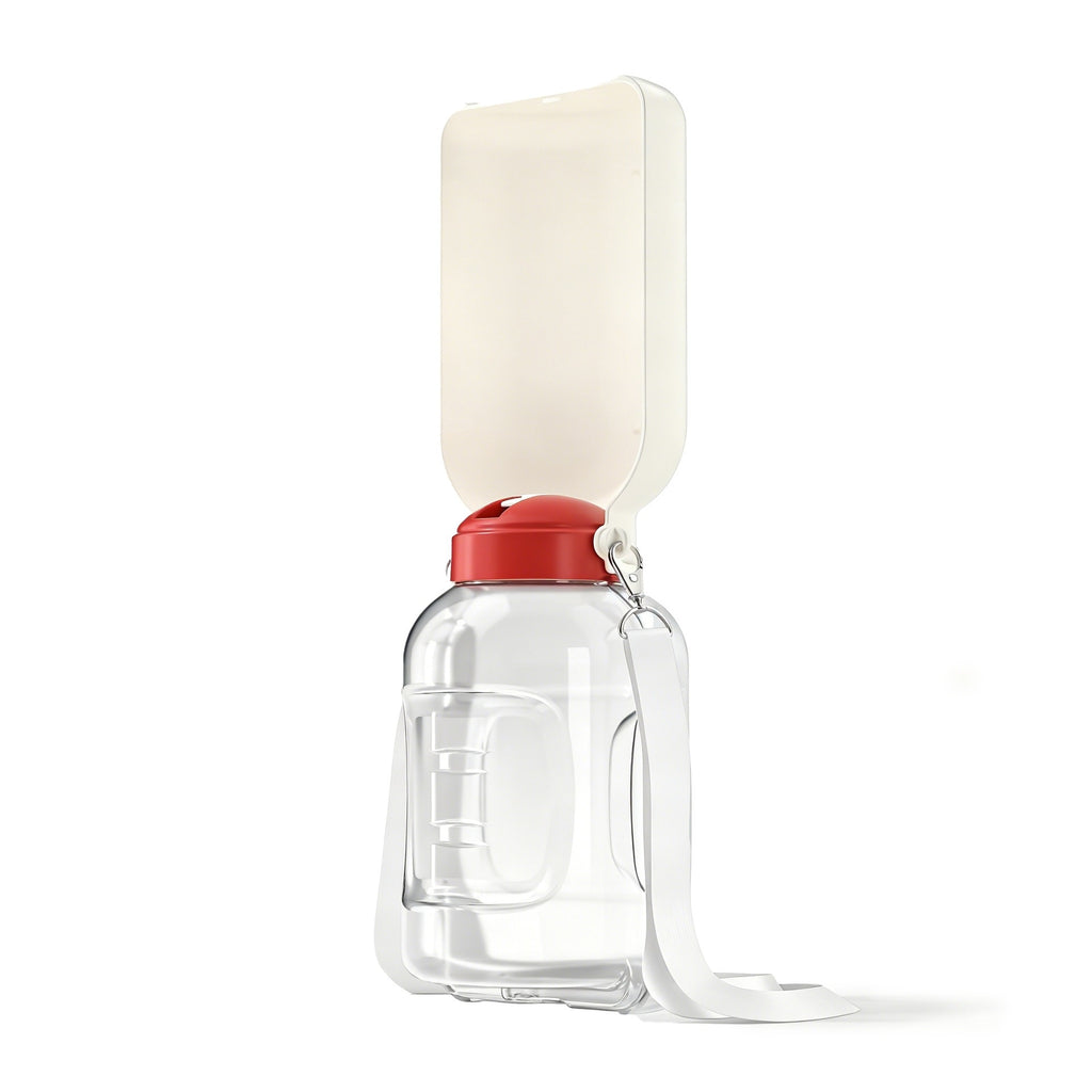 Portable Dog Water Bottle with Food Bowl in Green and White