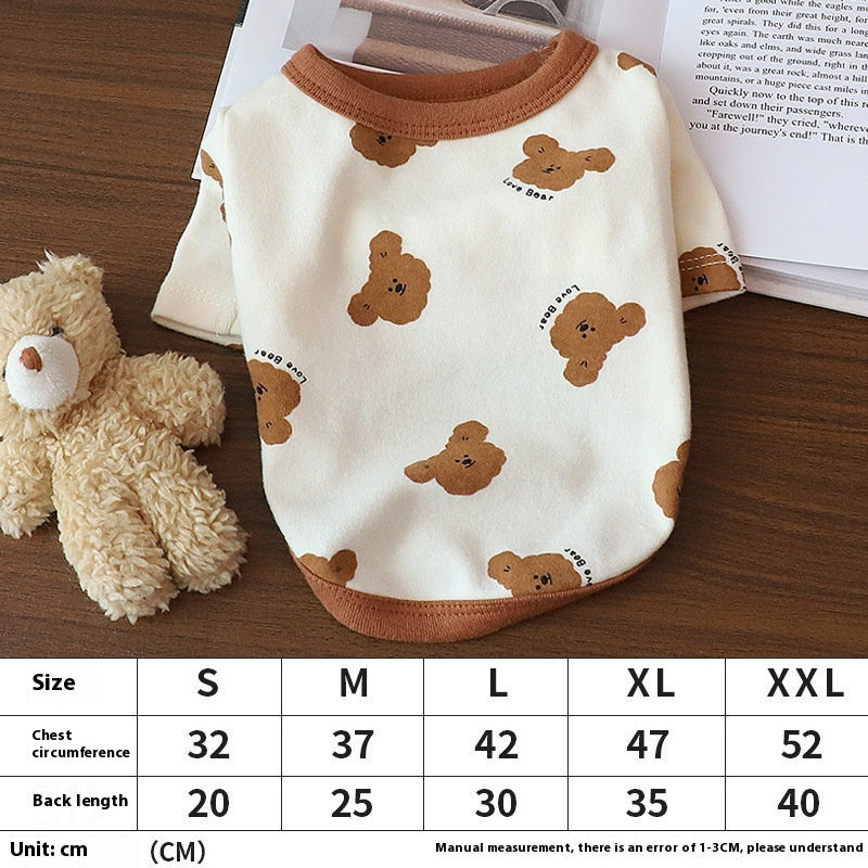 Bear Print Dog Shirt in Blue, Yellow, Cream and Pink