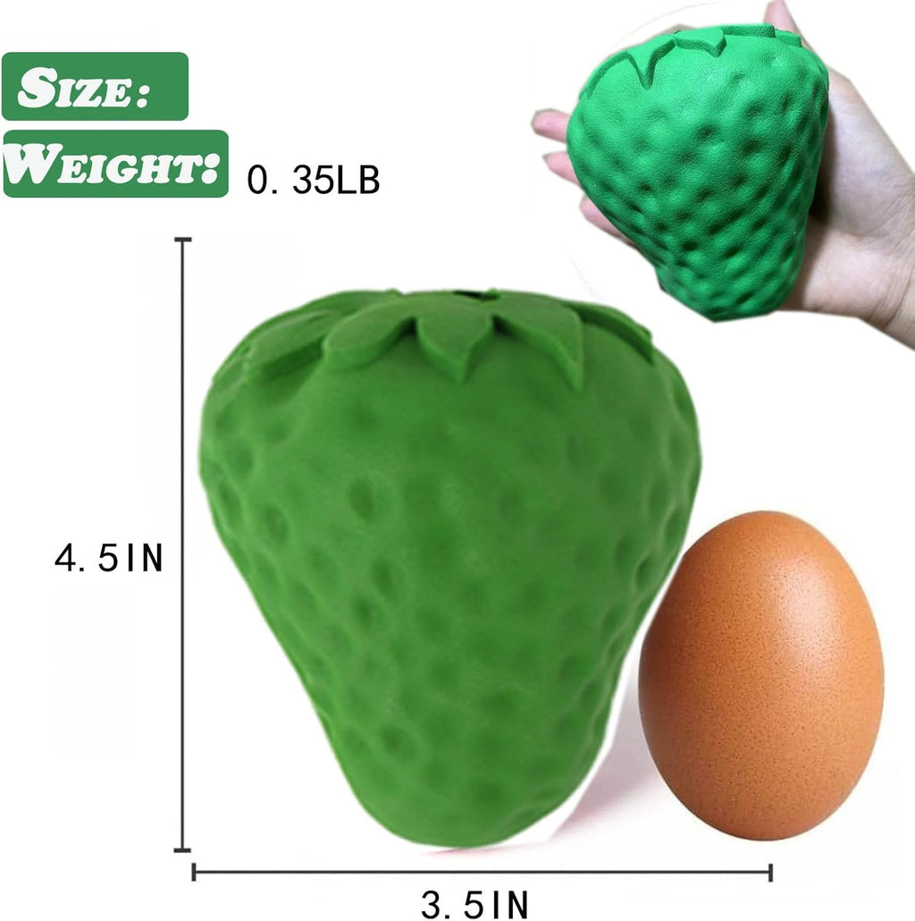 Strawberry Green Rubber Chew Toy with Treat Dispenser