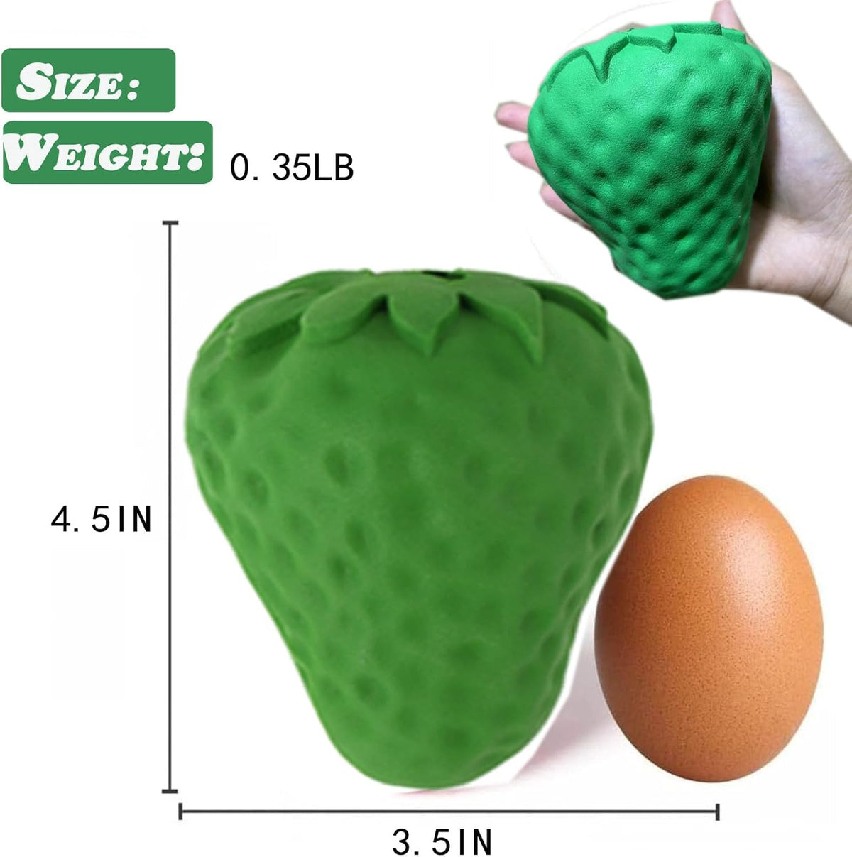 Strawberry Green Rubber Chew Toy with Treat Dispenser