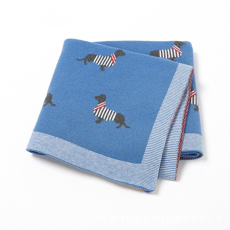 Cartoon Dog Jacquard Knit Blanket for Puppies