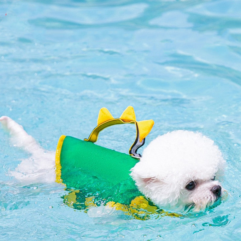 Dog Swim Vest in White, Green and Yellow, XS to 2XL