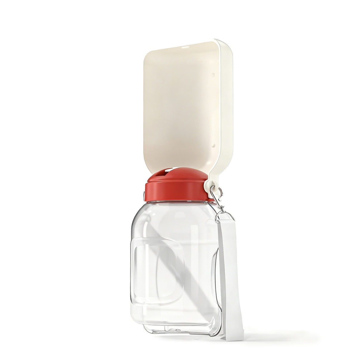 Portable Dog Water Bottle with Food Bowl in Green and White