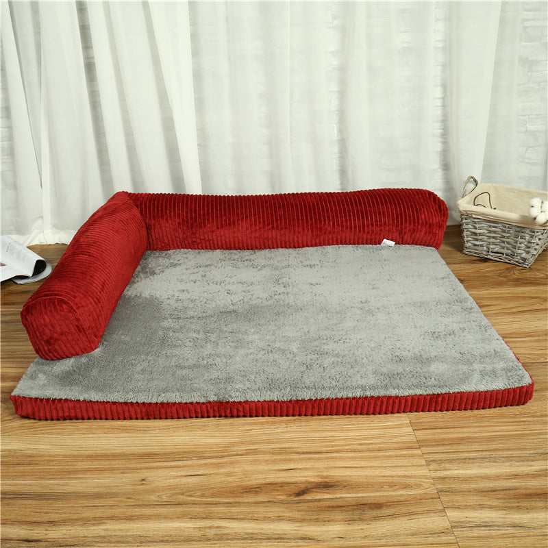 Dog Bed in Coffee, Red and Grey