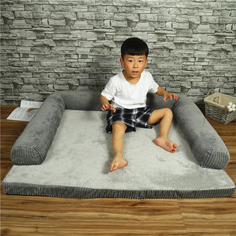 Dog Bed in Coffee, Red and Grey