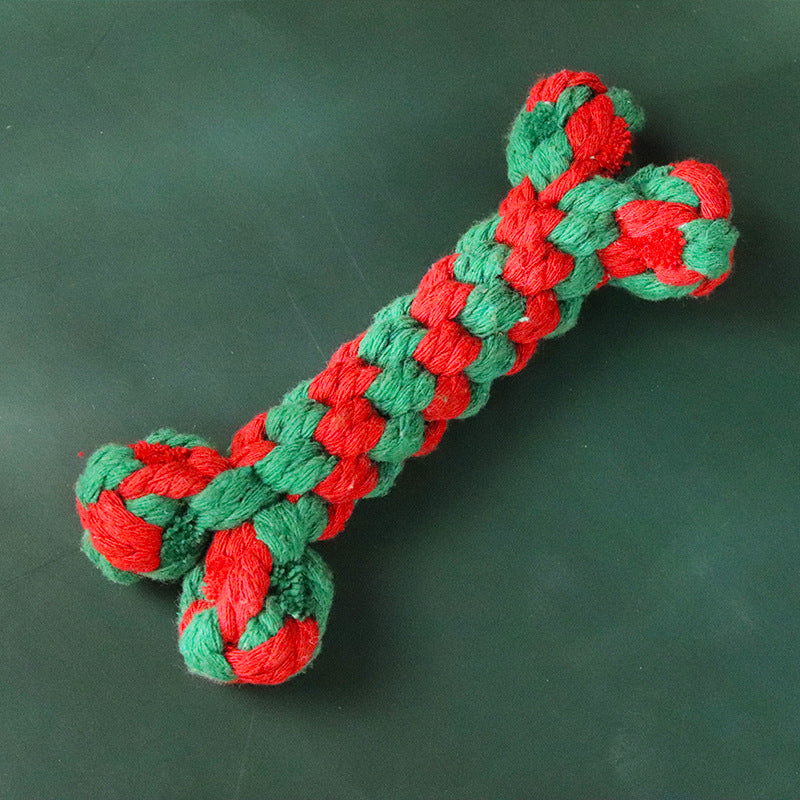 Christmas Cotton Rope Dog Toy Set with Knots