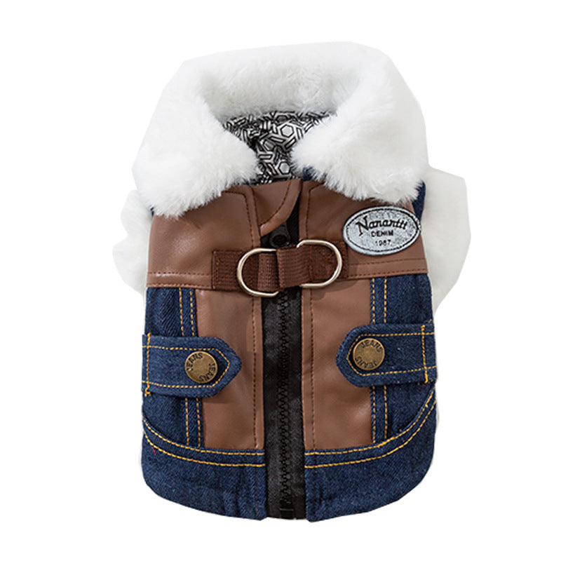 Dog Winter Denim Coat For Small Dogs