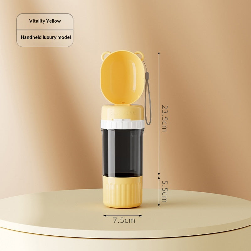 Portable Water Dispenser Bottle for Dogs in Gray and Yellow