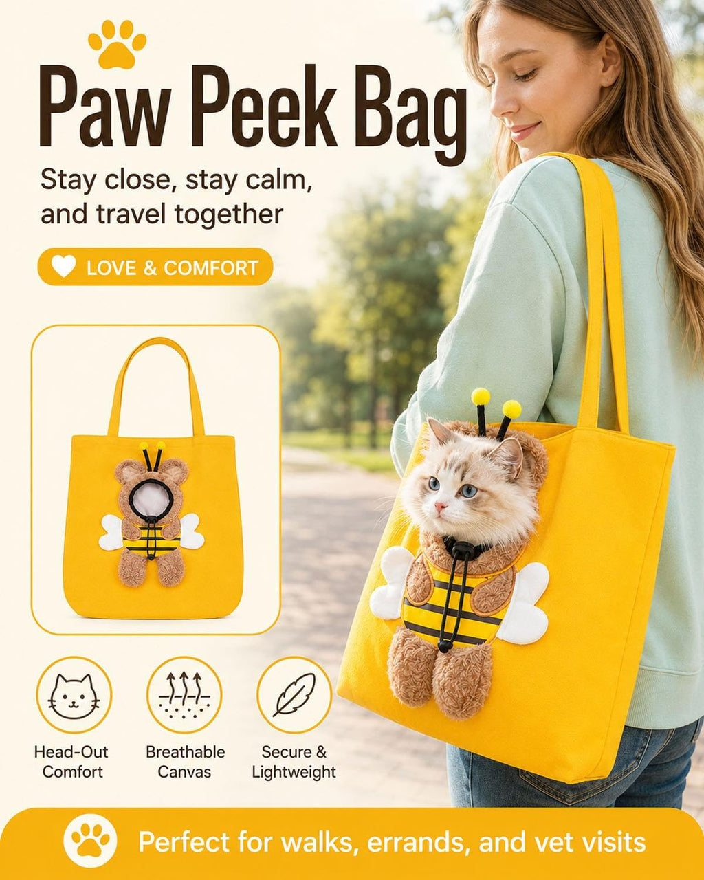 Breathable Canvas Shoulder Carrier in Yellow and Blue
