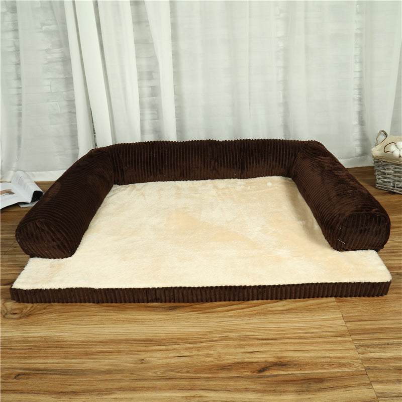Dog Bed in Coffee, Red and Grey