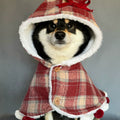 Large Red Winter Fleece-Lined Cotton Dog Coat