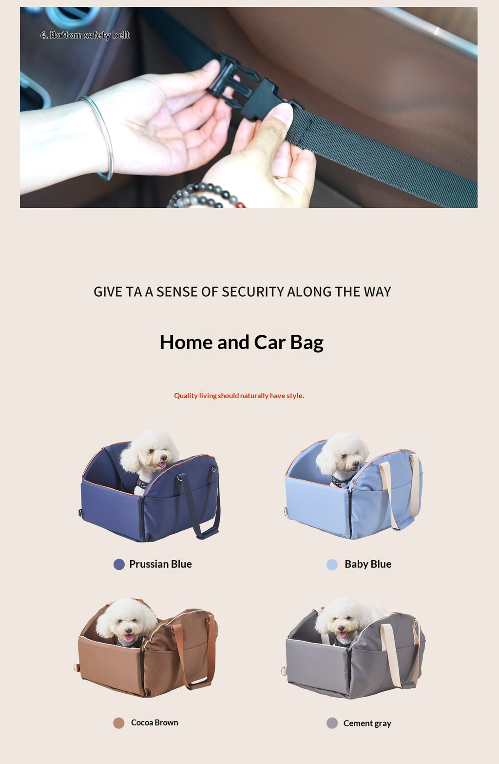 Large-Capacity Car Console Dog Carrier Bag in Multiple Colors