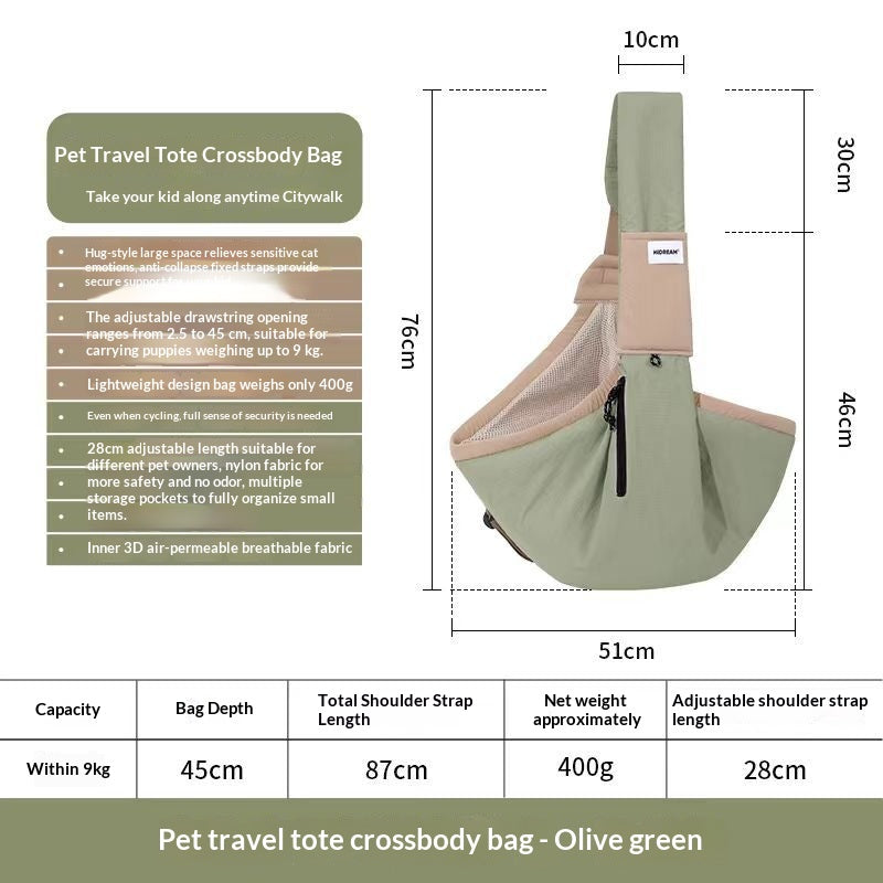 Portable Shoulder Dog Carrier in Buckwheat Gray and Olive Green