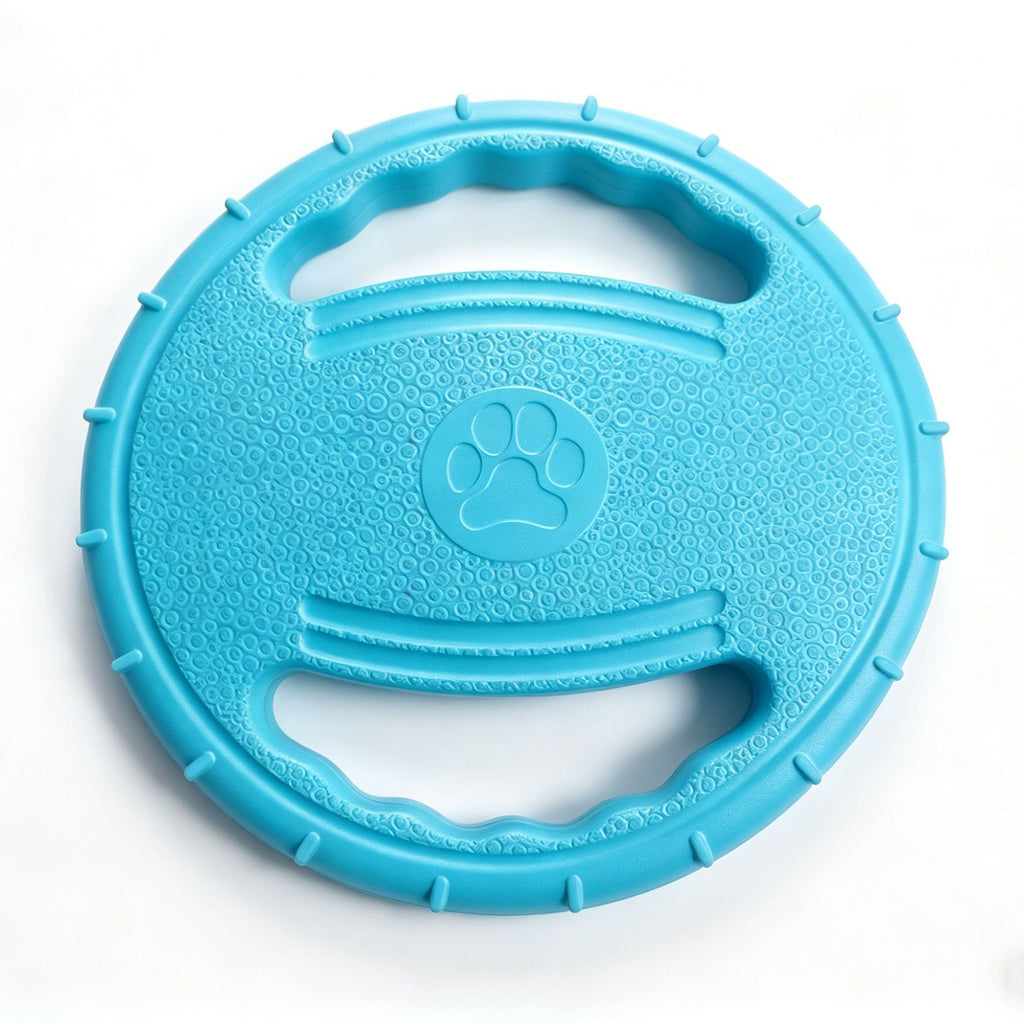 Flying Disc Toy with Paw Print in Yellow, Blue and Rose Red