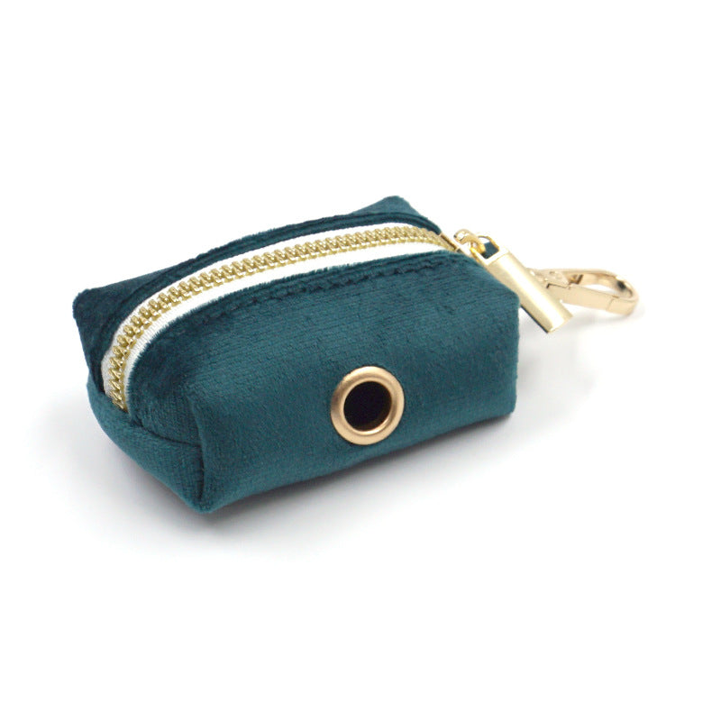 Soft Velvet Poop Bag Dispenser with Hardware Accent