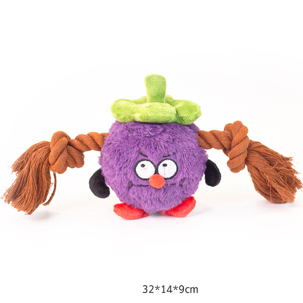 Knotted Plush Rope Toy in Green and Purple