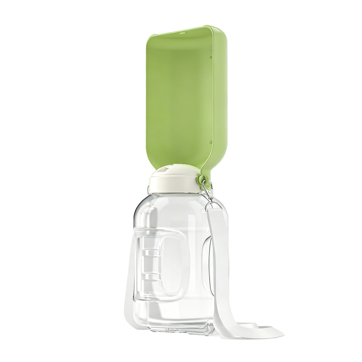 Portable Dog Water Bottle with Food Bowl in Green and White