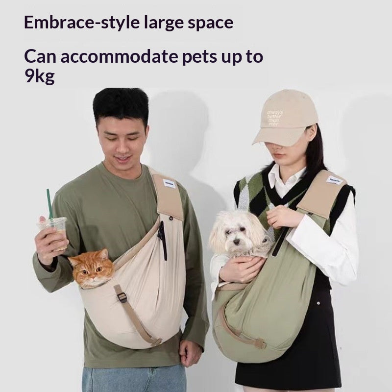 Portable Shoulder Dog Carrier in Buckwheat Gray and Olive Green