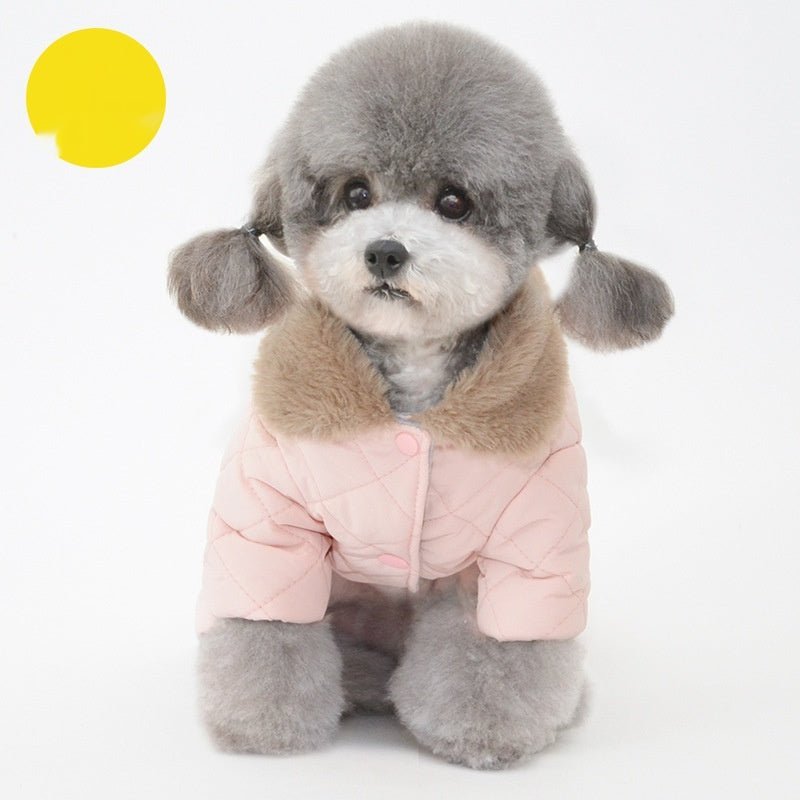 Winter Cotton Dog Coat in Pink and Gray
