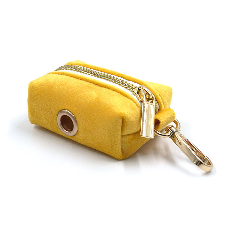Soft Velvet Poop Bag Dispenser with Hardware Accent