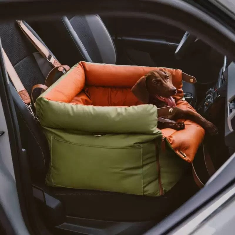 Car Seat Cover Dog Bed in Blue, Green & Khaki