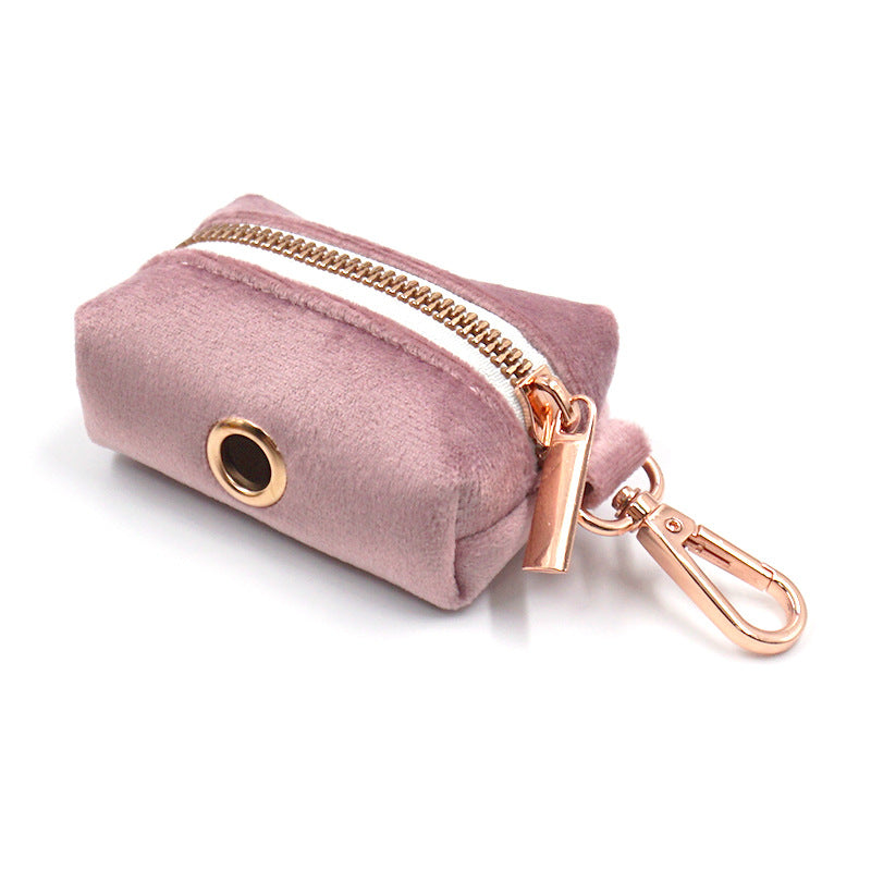 Soft Velvet Poop Bag Dispenser with Hardware Accent